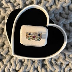 Genuine Ruby, Sapphire, Emerald and Diamond ring. Sz 7